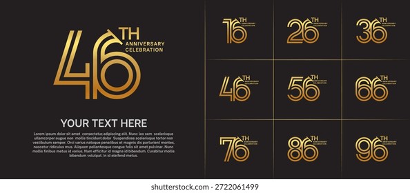 Logo de aniversario con estilo de número de línea doble. color dorado con barra se puede utilizar para un momento especial