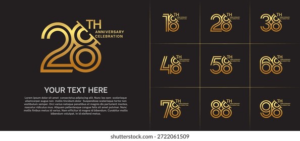 Logo de aniversario con estilo de número de línea doble. color dorado con barra se puede utilizar para un momento especial