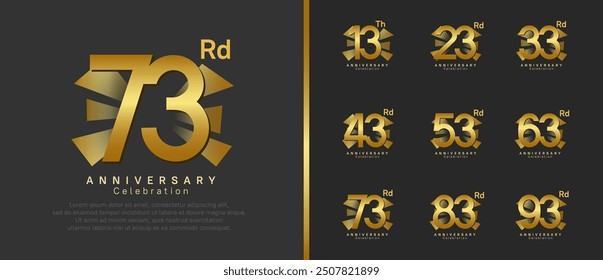 anniversary logo set. vector design golden color can be use for celebration moment