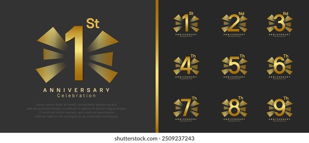 anniversary logo set. vector design golden color can be use for celebration moment