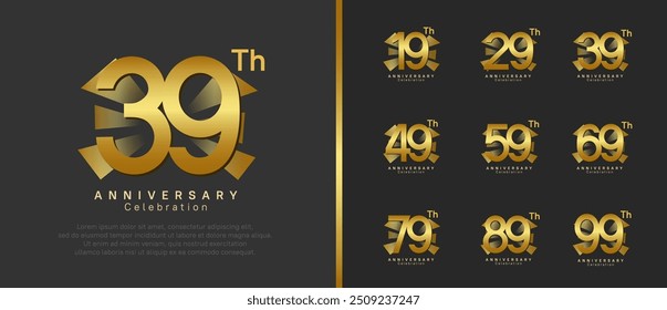 anniversary logo set. vector design golden color can be use for celebration moment