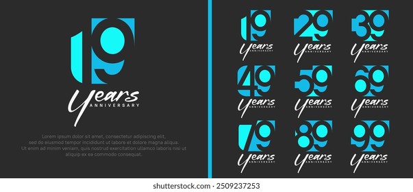 anniversary logo set. vector design blue color can be use for celebration moment