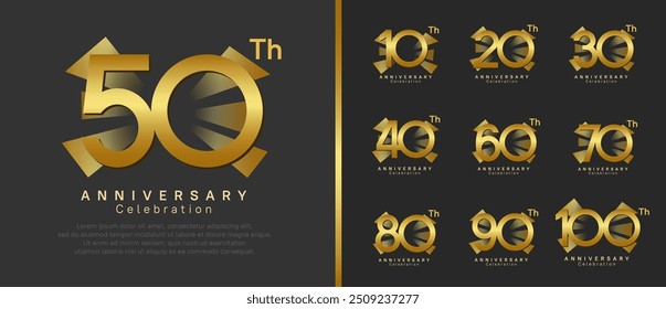 anniversary logo set. vector design golden color can be use for celebration moment