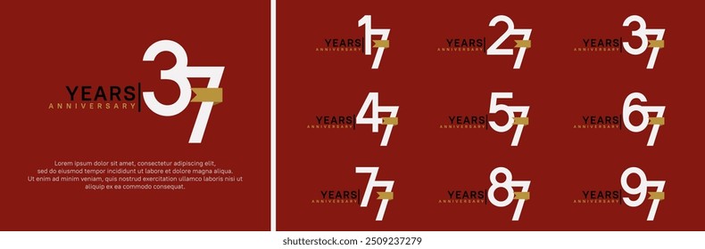 anniversary logo set. vector design white color and brown ribbon can be use for celebration event