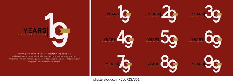 anniversary logo set. vector design white color and brown ribbon can be use for celebration event