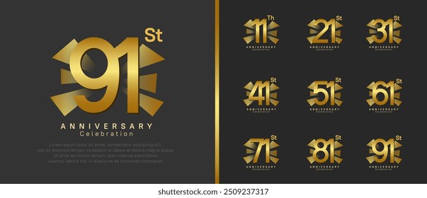 anniversary logo set. vector design golden color can be use for celebration moment