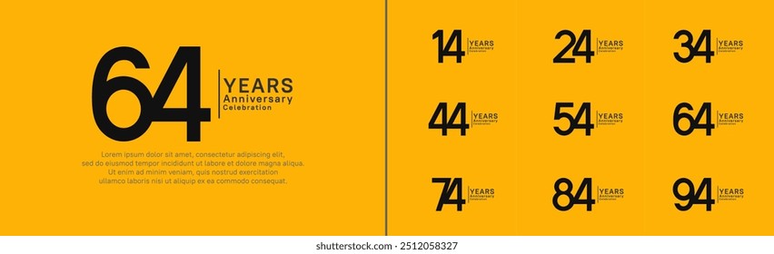 anniversary logo set. vector design black color can be use for special moment