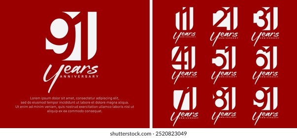 anniversary logo set. vector design white color can be use for celebration moment