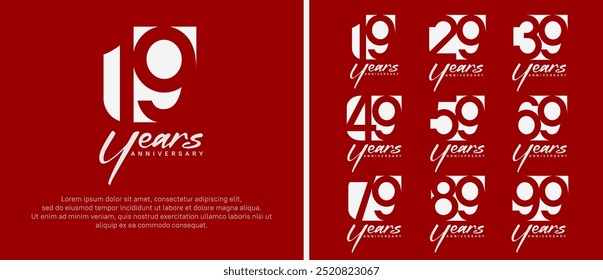 anniversary logo set. vector design white color can be use for celebration moment