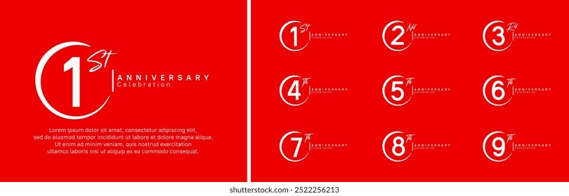 anniversary logo set. vector design white color for celebration event