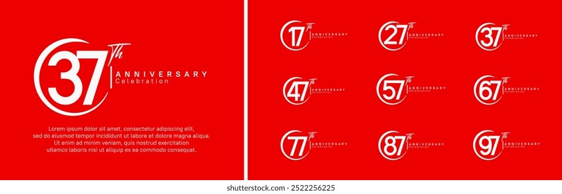 anniversary logo set. vector design white color for celebration event