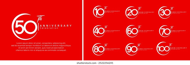 Conjunto de logotipo de aniversario. Color blanco de diseño de Vector para evento de celebración