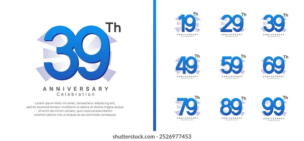 anniversary logo set. vector design blue color can be use for celebration moment