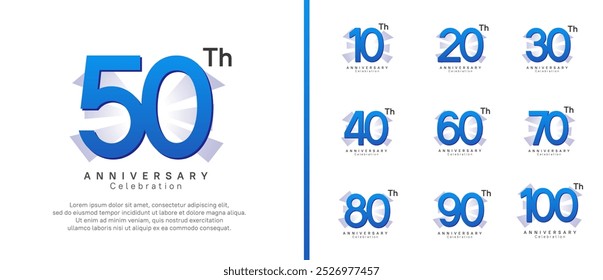 conjunto de logotipo de aniversário. vetor design cor azul pode ser usado para o momento de celebração