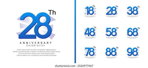 anniversary logo set. vector design blue color can be use for celebration moment