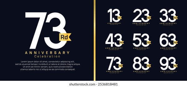 anniversary logo set. vector design white color with gold ribbon can be use for celebration event