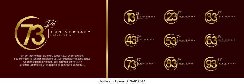 anniversary logo set. vector design gold and golden color for celebration event