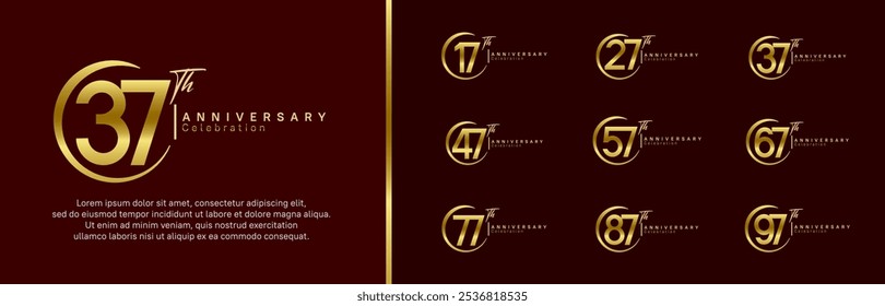 Conjunto de logotipo de aniversario. Diseño de Vector de color dorado y dorado para el evento de celebración