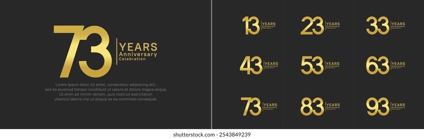 anniversary logo set. vector design golden color can be use for special moment