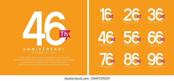 anniversary logo set. vector design white color with red ribbon can be use for celebration event