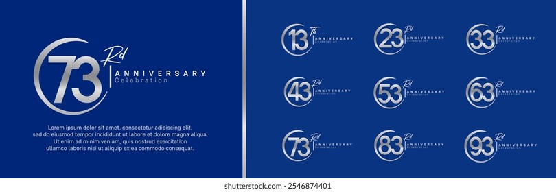 Conjunto de logotipo de aniversario. Color plateado de diseño de Vector para evento de celebración