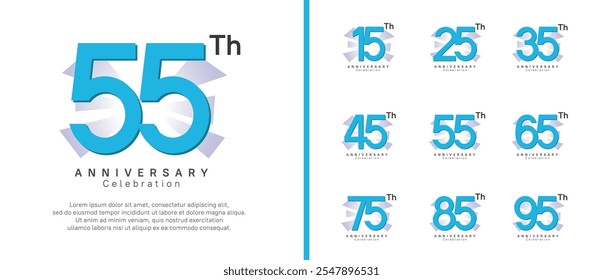 anniversary logo set. vector design blue color can be use for celebration moment