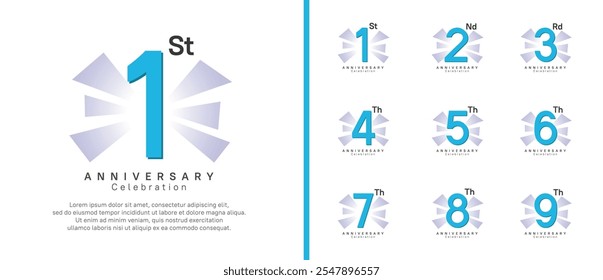 anniversary logo set. vector design blue color can be use for celebration moment