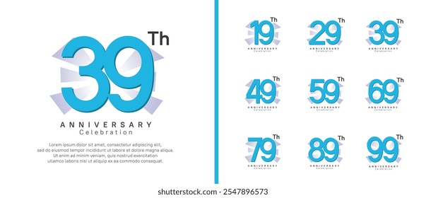 anniversary logo set. vector design blue color can be use for celebration moment