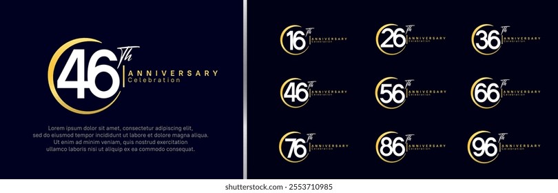 anniversary logo set. vector design golden and white color for celebration event