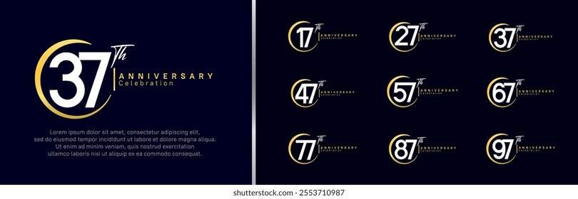 anniversary logo set. vector design golden and white color for celebration event