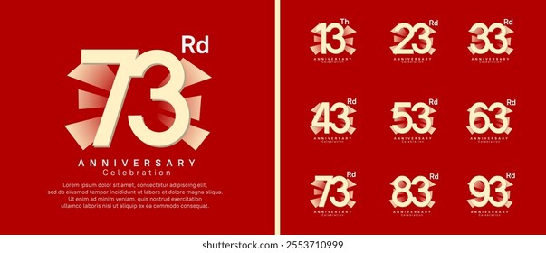 anniversary logo set. vector design golden color can be use for celebration moment