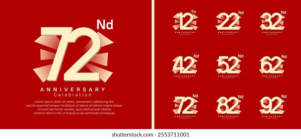 anniversary logo set. vector design golden color can be use for celebration moment