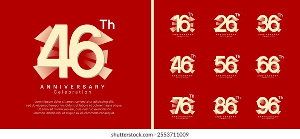 anniversary logo set. vector design golden color can be use for celebration moment