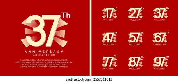 anniversary logo set. vector design golden color can be use for celebration moment