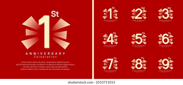 anniversary logo set. vector design golden color can be use for celebration moment