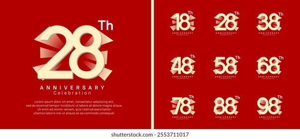 anniversary logo set. vector design golden color can be use for celebration moment