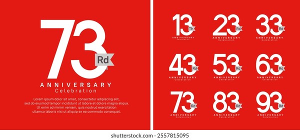 anniversary logo set. vector design white color with grey ribbon can be use for celebration event