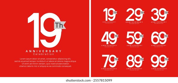 anniversary logo set. vector design white color with grey ribbon can be use for celebration event