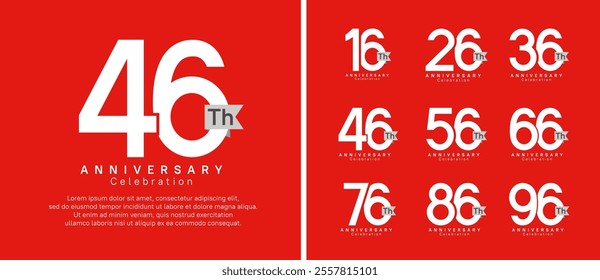 anniversary logo set. vector design white color with grey ribbon can be use for celebration event