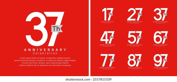 anniversary logo set. vector design white color with grey ribbon can be use for celebration event