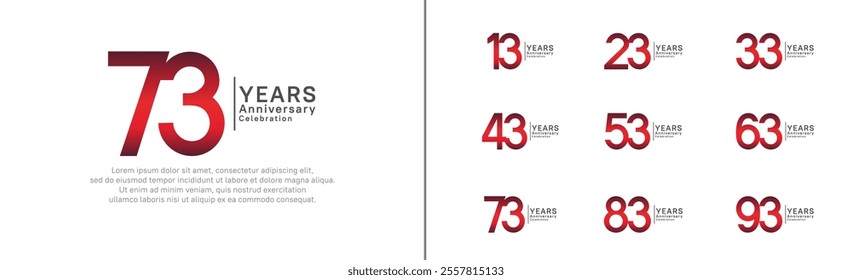 anniversary logo set. vector design red and black color can be use for special moment