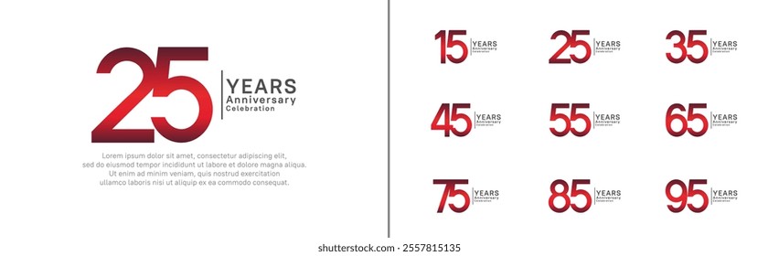 anniversary logo set. vector design red and black color can be use for special moment