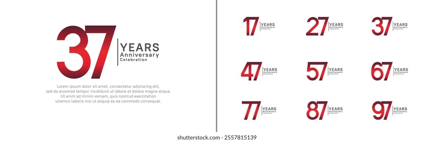 anniversary logo set. vector design red and black color can be use for special moment