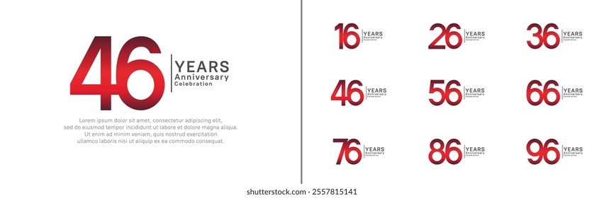 anniversary logo set. vector design red and black color can be use for special moment