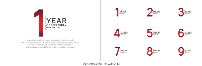 anniversary logo set. vector design red and black color can be use for special moment