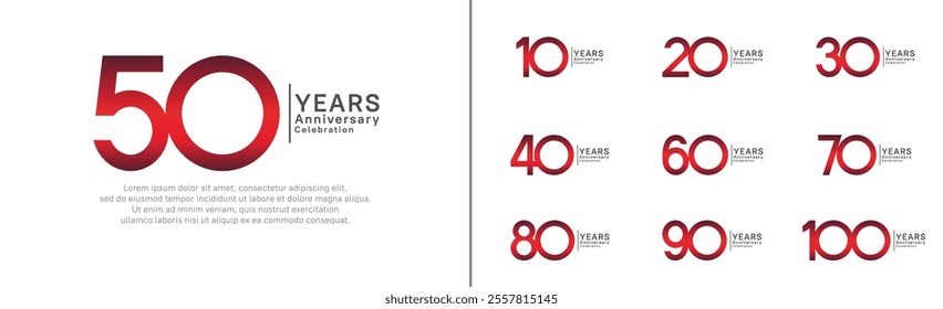 anniversary logo set. vector design red and black color can be use for special moment