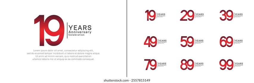 anniversary logo set. vector design red and black color can be use for special moment