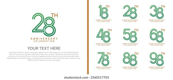 Anniversary logo set vector design, blue color for celebration event 