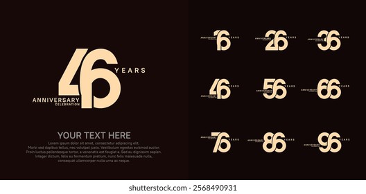 Anniversary logo set vector design, brown color for celebration event