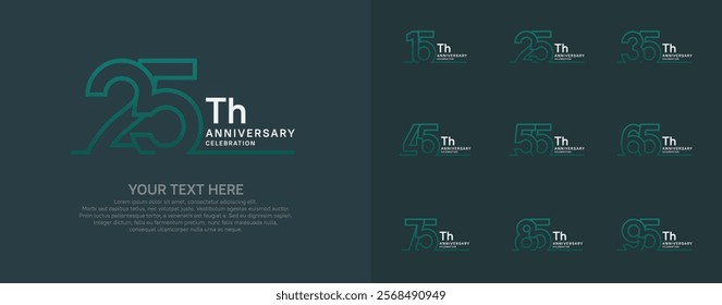 Anniversary logo set vector design, green color for celebration event